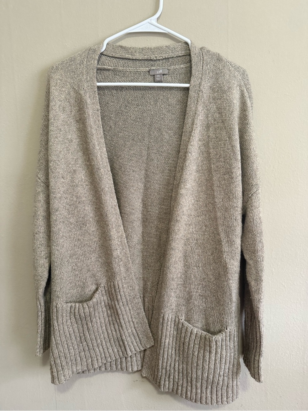 J. Jill Open-Front Cardigan Sweater - Taupe Heather